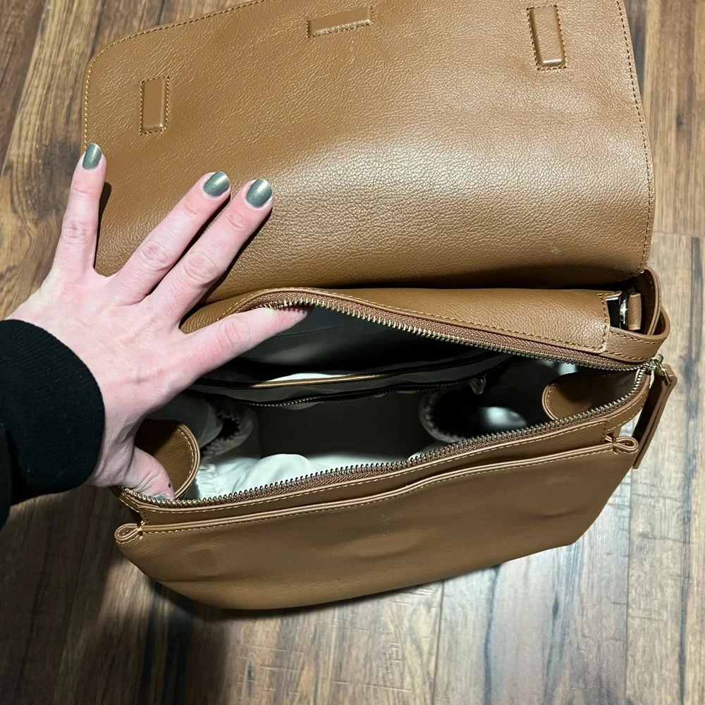 Nina Baird Tan Leather Baby Backpack - Smooth Structured Carryall